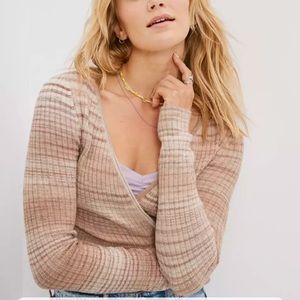 American Eagle Tan Wrap Front Sweater